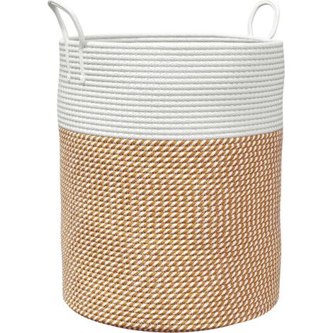 Panier de rangement marron et blanc Ø38x46 cm coton