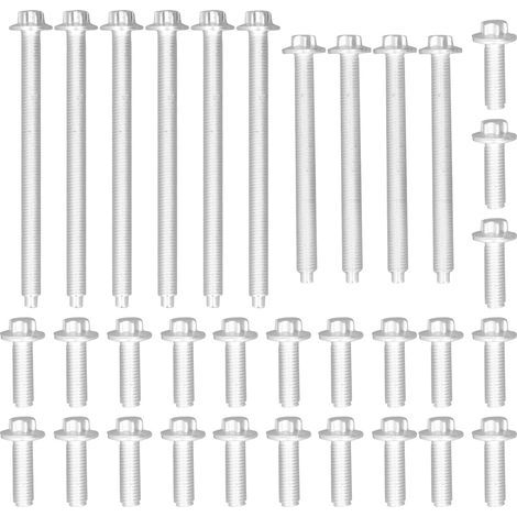 Juego de tornillos para cárter de aceite de motor Yosoo, 33 piezas, juego de tornillos de aluminio inoxidable para cárter de aceite de motor 11-13-0-392-549, repuesto para Serie 1 135i 328i. (1/5)