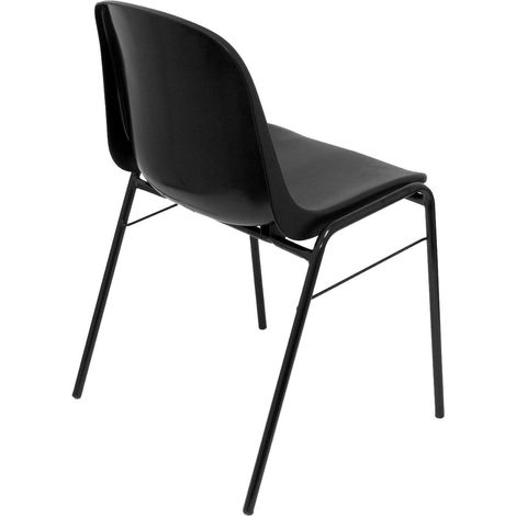 PIQUERAS Y CRESPO Modelo Alborea - Silla confidente ergonómica, apilable y con estructura negra - Asiento y respaldo de PVC de color negro