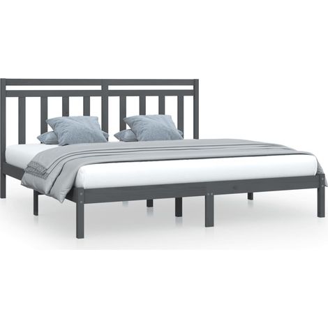 Maison Exclusive - Massivholzbett Grau 200x200 cm