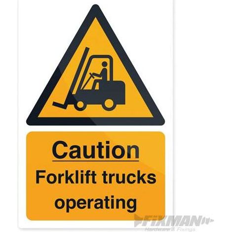 Caution Forklift Trucks Sign - 200 x 300mm Rigid