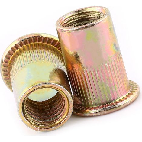 Écrou à sertir à col plat en acier carbone M3-M12, boulon fileté rivet (M10, 20 pièces) (1/5)