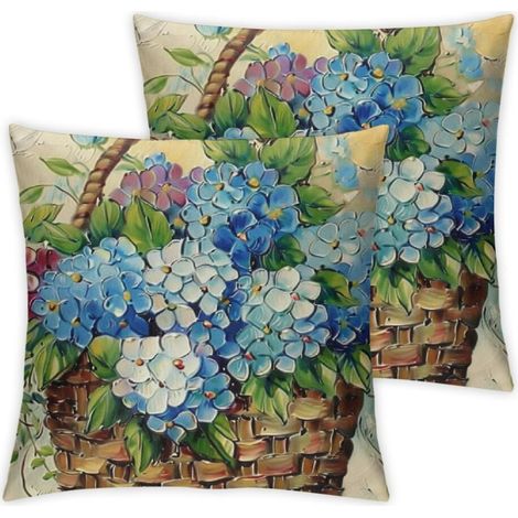 Dekokissen-Set mit Blumenmuster (2-teilig), „Unser Leben“, „Genieße die kleinen Freuden des Lebens“, weiße Sofakissen