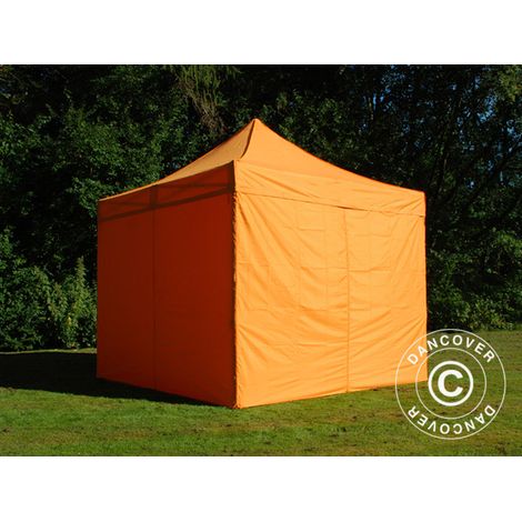 Tente pliante Chapiteau pliable Tonnelle pliante Barnum pliant FleXtents PRO Steel 3x3m Orange, avec 4 cotés (1/5)