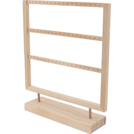 Support de rangement pour boucles d'oreilles de couleur bûche en bois, support de rangement pour boucles d'oreilles suspendues (3 niveaux) (1/5)