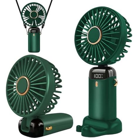 Jsdoin Handventilator, Tragbarer Mini Ventilator, Wiederaufladbar, Kleiner Taschenventilator Mit 5 Geschwindigkeitsstufen, Faltbarer USB-Ventilator für Büro, Outdoor (Grün) (1/5)