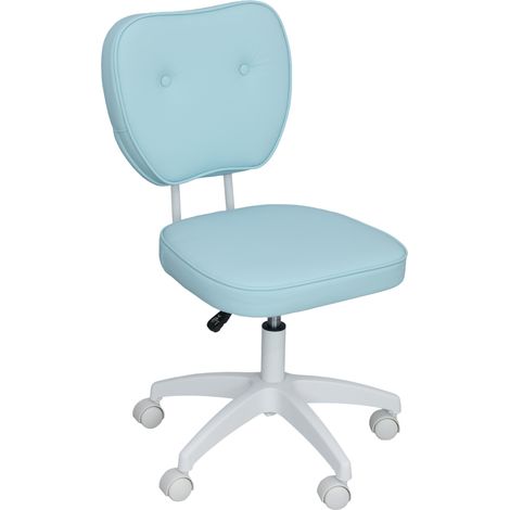 Fauteuil de bureau pivotant en polyuréthane, réglable en hauteur, sans accoudoirs, capacité de charge 120 kg, 46 x 59 x 82-92 cm, bleu clair (1/5)