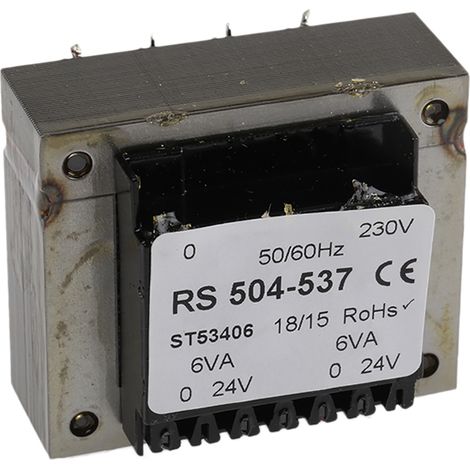 Transformateur pour circuit imprimé, Vin V c.a., Vout 24V c.a., 2 sorties, 12VA ( Prix pour 1 )