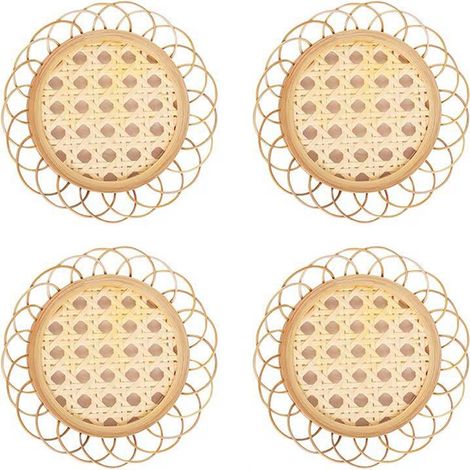Sous-verre En Rotin - Décor Boho Pour Salon Cuisine Extérieur - Lot De 6 (1/5)