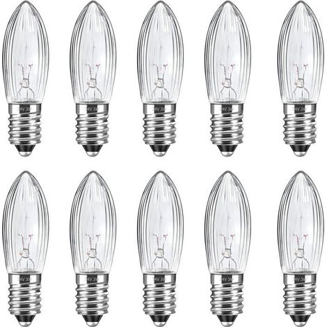 Lot de 10 ampoules E10 24V 3W blanc chaud, culot à vis, pour guirlandes et décorations de Noël (1/5)