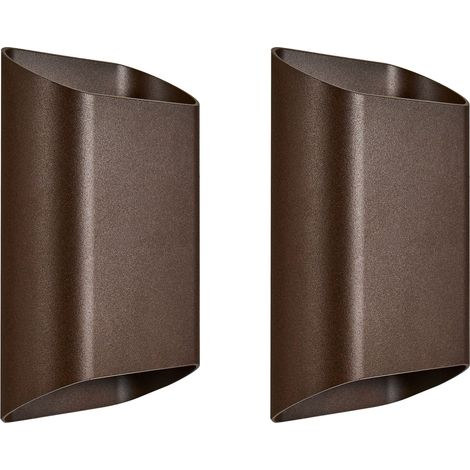 Set di 2 applique da esterno a LED, illuminazione d'accento decorativa, IP65, alluminio marrone, Mashie (1/5)