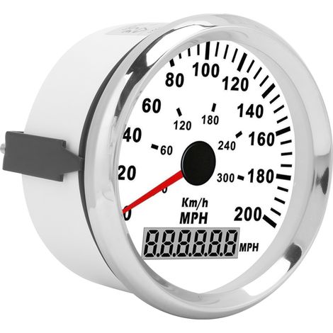 Compteur GPS 85mm Vitesse Odomètre 200MPH 0-300KM/H Étanche IP67 Rétroéclairage Rouge LCD pour Voiture Bateau Yacht 12V/24V (1/5)