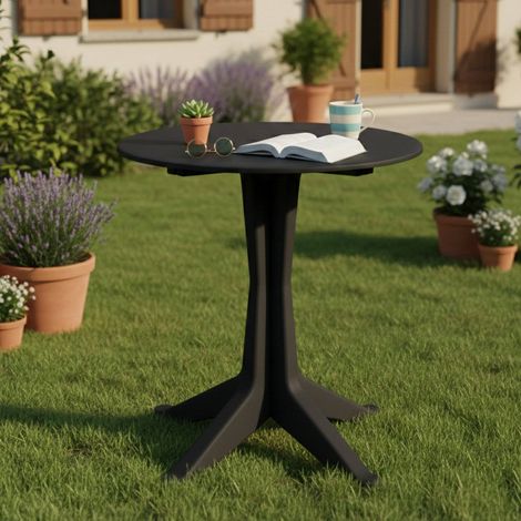 Dmora Runder Tisch, Made in Italy, 70x70x72 cm, Farbe Anthrazit (1/3)