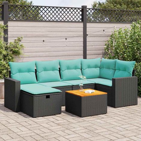 Salon de jardin 7 pièces en résine tressée avec coussins, rangement et table - PANGIVO (1/5)