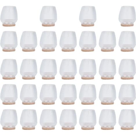 Protège-meubles antidérapants en silicone, lot de 32, discrets, pour pieds de table et chaise, silencieux, protection du sol, transparent. (1/5)