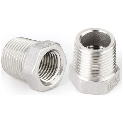 2 pièces 1/2 "mâle à 1/4" femelle BSP adaptateur de tuyau raccord 304 réducteur en acier inoxydable bague hexagonale,Raccord fileté mâle x femelle (1/5)