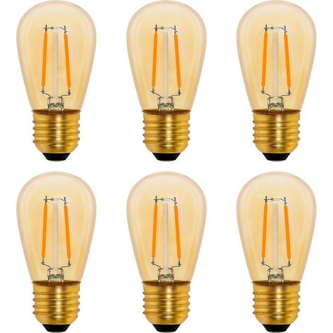Ampoule LED à filament vintage S14, culot E27, 1 W, ambre, équivalent à une ampoule incandescente de 10 W, non dimmable. (1/5)