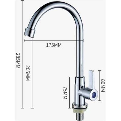 Trywise Robinet en laiton Robinet d'eau froide unique Fournitures de cuisine Bassin de légumes Robinet d'évier Robinet d'eau en alliage de zinc Robinet de cuisine vertical Distributeur d'eau d'évier