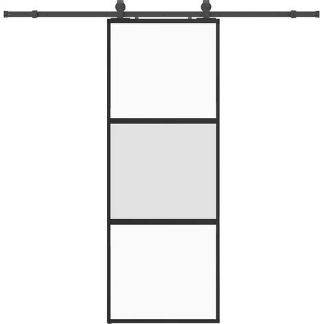 Maison Exclusive - Schiebetür mit Beschlag Schwarz 76x205 cm Hart