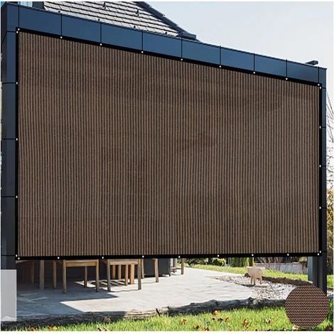 JSSEVN - Rectangular Brown Shade Net 1m x 5m - Outdoor Sunscreen Net 90% UV Protection - Balcony Privacy Screen with Eyelets - HDPE Shade Cloth for Garden, Terrace (1/5)