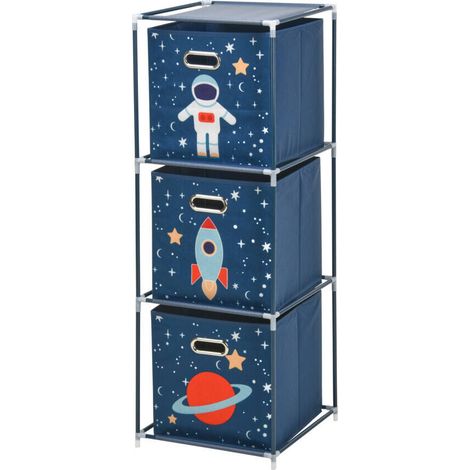 Spielzeugregal mit Behältern Weltraummission, 35 x 35 x 102 cm