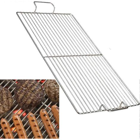 Grille de barbecue rectangulaire en acier inoxydable 304 robuste avec poignée dimensions 70 x 20 cm durable et antiadhésive (1/5)