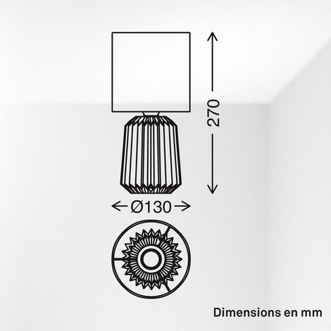 Briloner Lampe de chevet pied en céramique Ø13x27 cm douille E14 max. 25W interrupteur filaire blanc - Lampe de table salon chambre couloir (1/5)