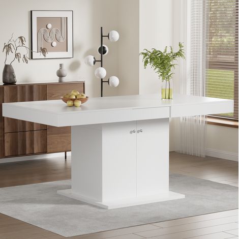 table repas extensible rangement 140 180 cm bois blanc OKMYHOME (1/5)