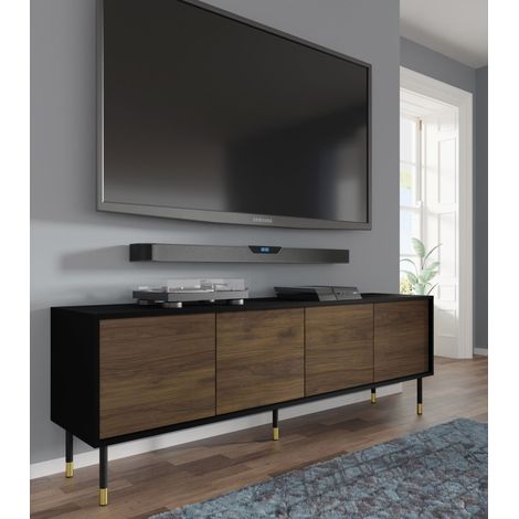 Mobile TV SHERWOOD 180 cm 4A fresato nero opaco / rovere Catania (1/5)