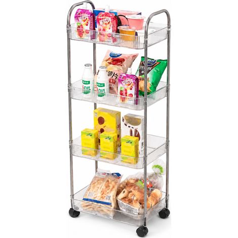 Desserte de rangement à roulettes 4 niveaux transparente - 40 x 28 x 86,5 cm - Livraison gratuite (1/3)