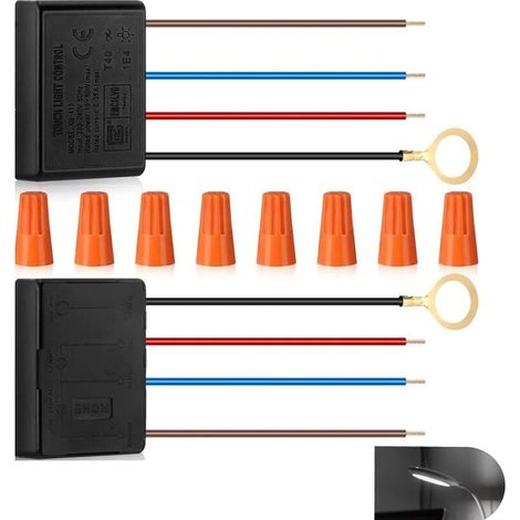 Touch-Dimmerschalter für Tischlampen, 2er-Pack 3-Wege-Touch-Dimmerschalter für Schreibtischlampen, Dimmer-Reparatursatz, Steuermodul, Ersatzsensor mit Abdeckungen (1/4)