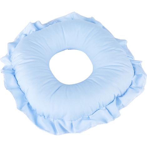 Oreiller de relaxation faciale en polyester bleu, idéal pour les salons de massage et les spas. Coussin creux pour la sieste. (1/5)