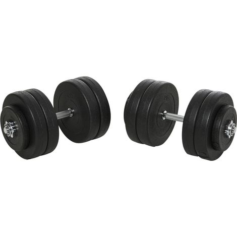 Hantelset 2er Kurzhanteln, 50 kg Kurzhantel Set mit 2 Kurzhantelstangen, 12 Gewichten & 4 Sternverschlüsse, Stahl, Schwarz
