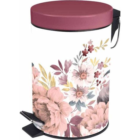 Poubelle à Pédale "Jayana" 3L Blanc & Rose (1/2)