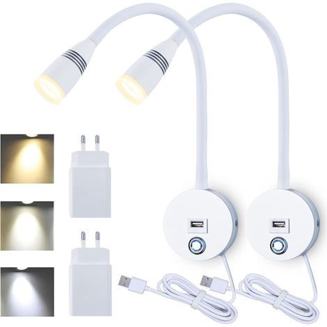 Liseuse Murale Flexible avec USB, avec caractéristiques : Lampe, 2PACK, Applique, 3W (1/5)