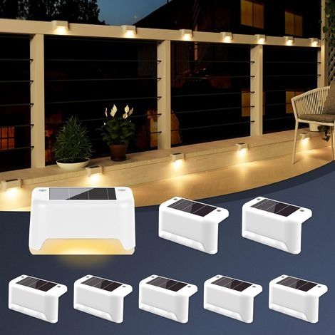 Lot de 8 Lampes Solaires pour Escaliers Extérieurs, Éclairage Extérieur Solaire, Étanche Lampes Solaires pour Clôture, Escalier, Marches, Cour (1/4)