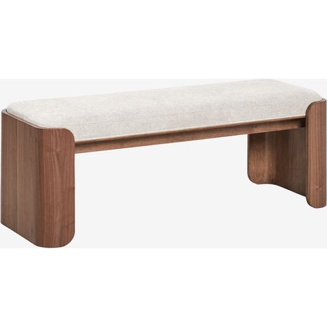 Banc en bois de caoutchouc et placage Lofren SKLUM  &x2194&xFE0E 120 cm
