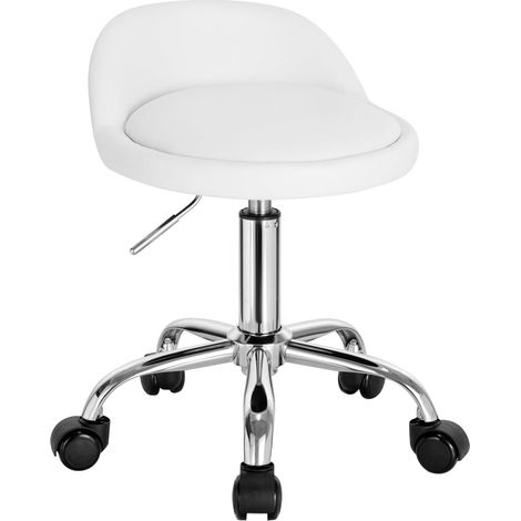 WOLTU Sgabelli con Ruote Regolabile. in Altezza per Estetista Parrucchiere Tattoo Studio Salone Sedia Girevole in Ecopelle. Sedia da trucco. Bianco (1/5)