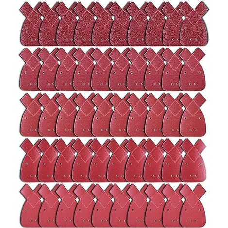 50pcs Lapin Forme D'oreille 4 Trous Papier Abrasif 10 X Granulomtrie 40 / 60 / 80 / 120 / 240 Papier Abrasif Feuille De Ponage Triangle, 170 140 (1/5)