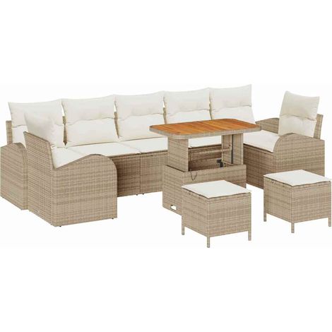 Maison Exclusive - Gartensofa-set mit Kissen 10 pcs Beige Poly-Ra
