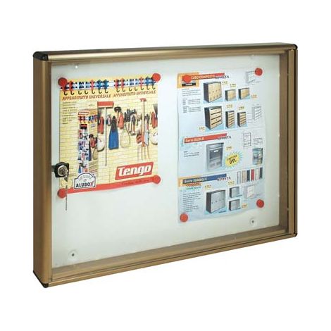 BACHECA PORTA AVVISI ALUBOX  ALLUMINIO BRONZATO 2XA4 MM 550X50 H.MM 400