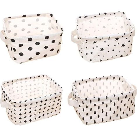 Lot de 4 petits paniers de rangement 20 x 17 x 12,5 cm pour affaires de bébé (pentagramme, triangle, points, croix)- (1/5)