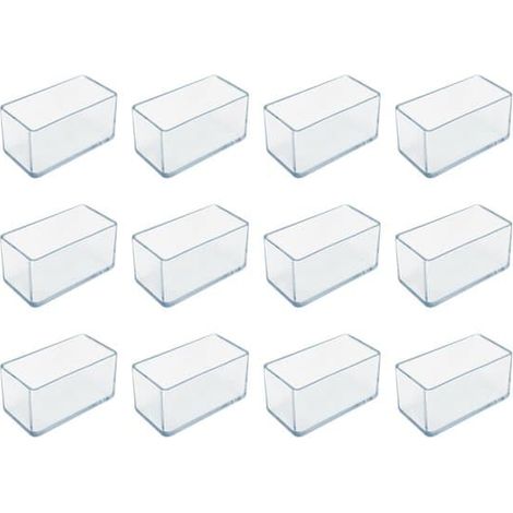 Lot de 12 patins rectangulaires transparents pour pieds de meubles, réduction du bruit, 20 x 30 mm, pour canapé, table, lit et pieds d'armoire. (1/5)
