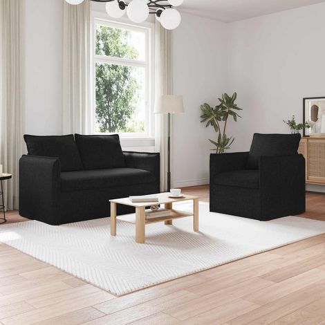 Sofa Set 2 pcs Schwarz 136 x 82 x 85 cm Stoff