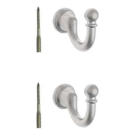 2x Crochet embrasse rideau 36mm en acier finition nickel satiné avec vis spéciale Mural Cuisine Salle de bain Torchon Porte Manteau Serviette Sac Couvert Vêtement Dressing Meuble Placard Patère (1/2)