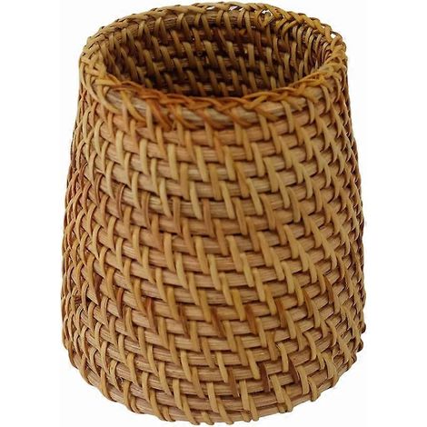 Handgefertigter Stiftehalter aus Rattan, Make-up-Pinselhalter, dekoratives Aufbewahrungsglas für Schreibwaren, Blumenvase B (1/5)