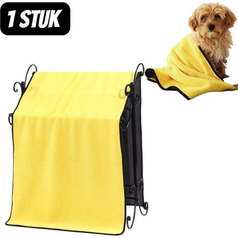 ZHIJIA PREMIUM Serviette de bain pour animaux en microfibre ultra-absorbante, douce et veloutée, pour chiens et chats, 50 x 100 cm, jaune (1/5)