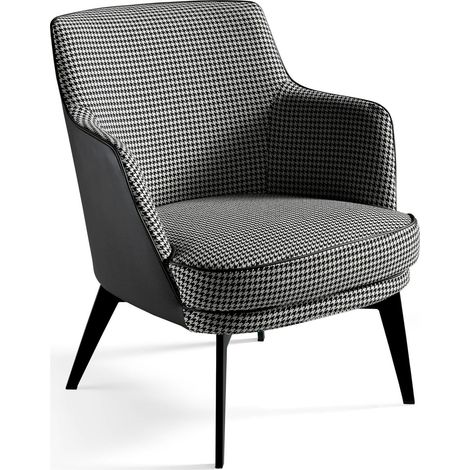Fauteuil rembourré structure acier inoxydable peint époxy - Gris, noir (1/5)