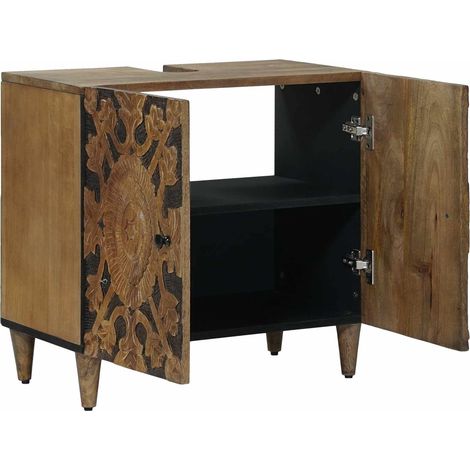 vidaXL Bathroom Sink Cabinet Brown 62 x 33 x 58 cm Solid Mango Wood (1/4)