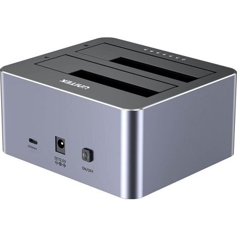 Estación de clonación de discos Unitek Y-3027GY01-EU (2 SATA 2.5/3.5 USB-C, 10 Gbps), gris (1/4)